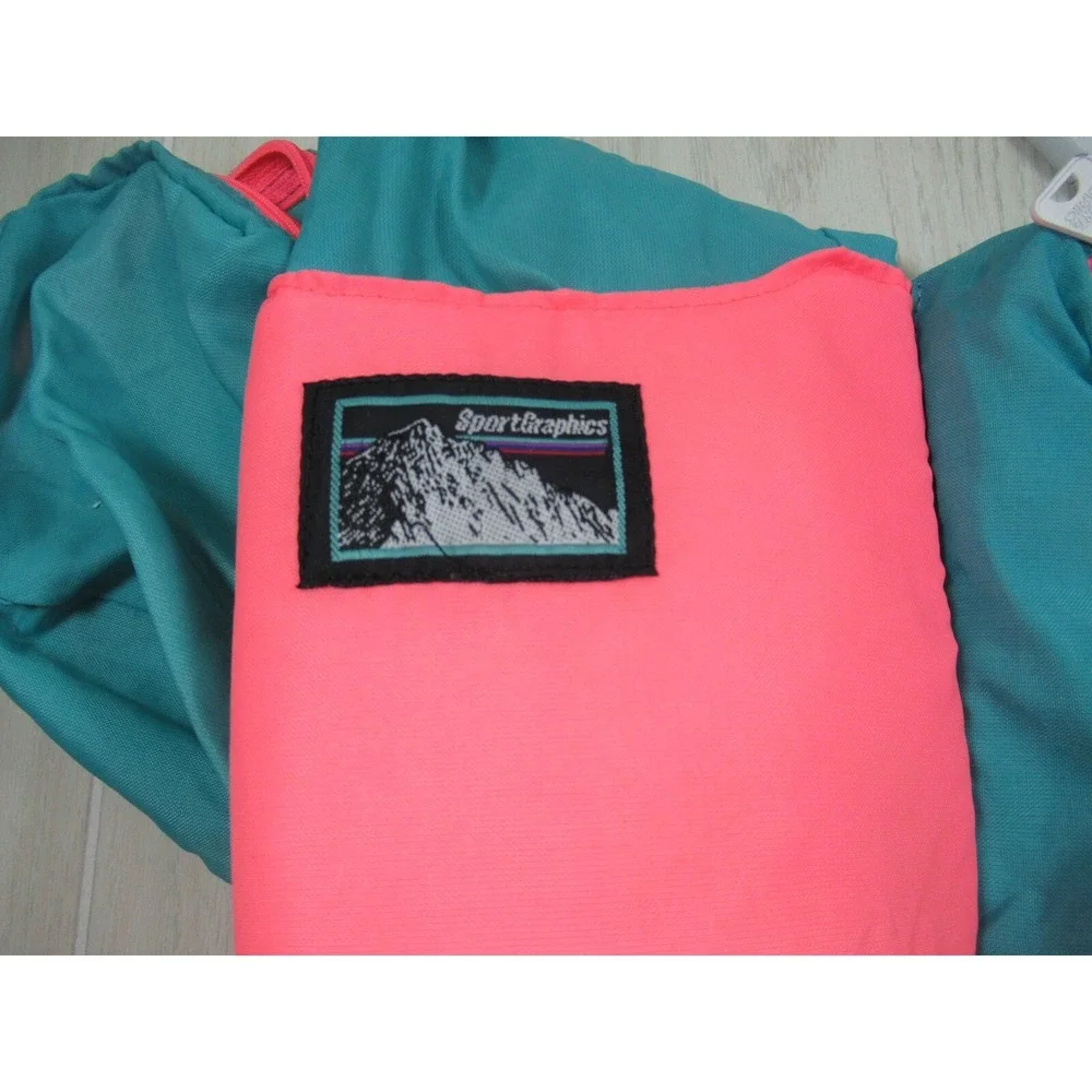 Sport Graphics Fanny Pack Fluorescent Pink-Peach & Teal Blue bum bag vintage